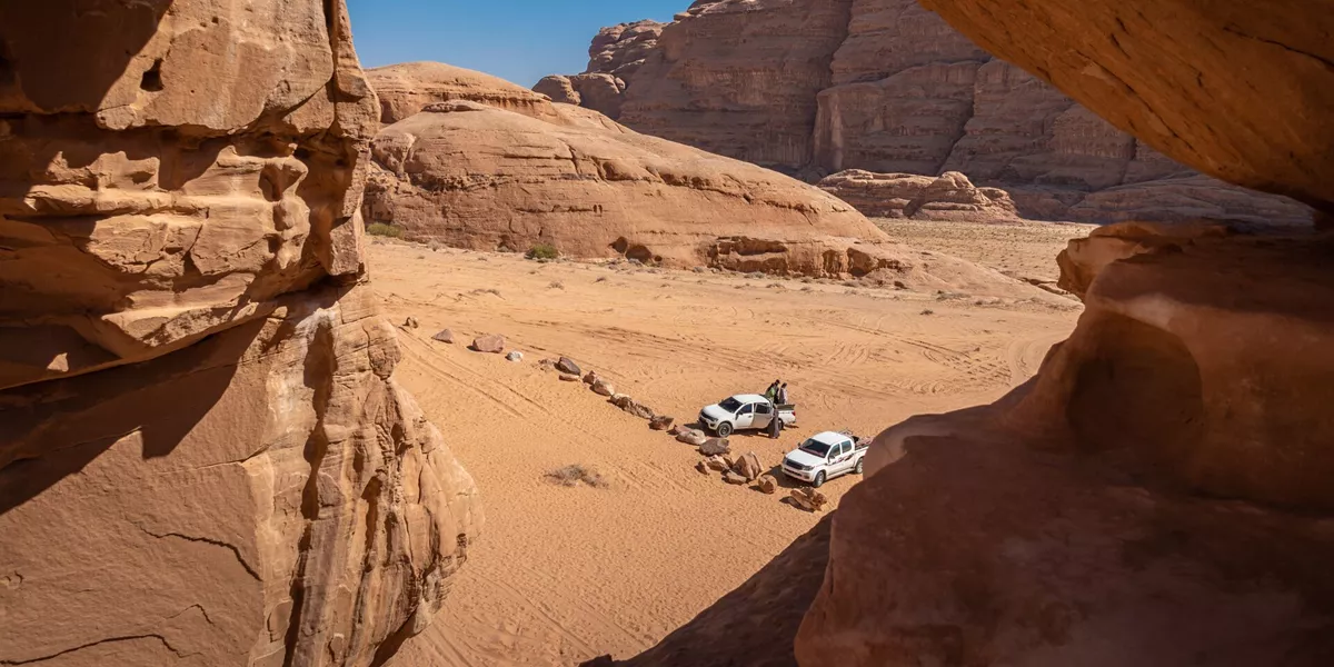 Offroad Vehicle In Wadi Rum Desert