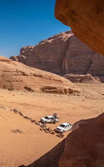 Offroad Vehicle In Wadi Rum Desert