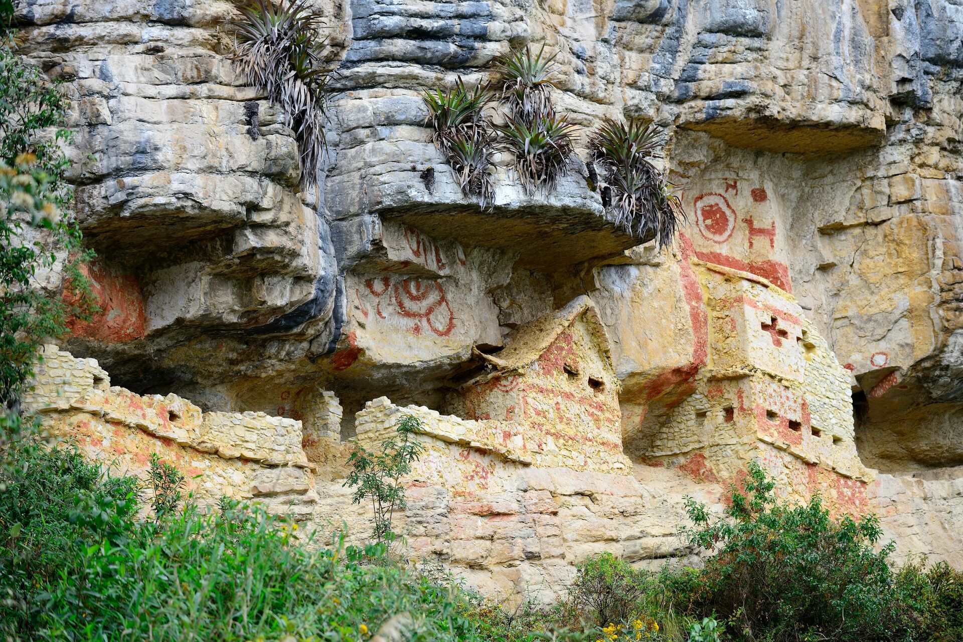 Peru Mausoleo De Revash, Burial Place Of The Chachapoya Culture In The Steep Rock Face