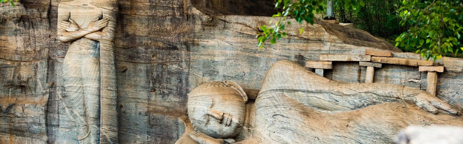 Reclining Buddha And Monk Ananda