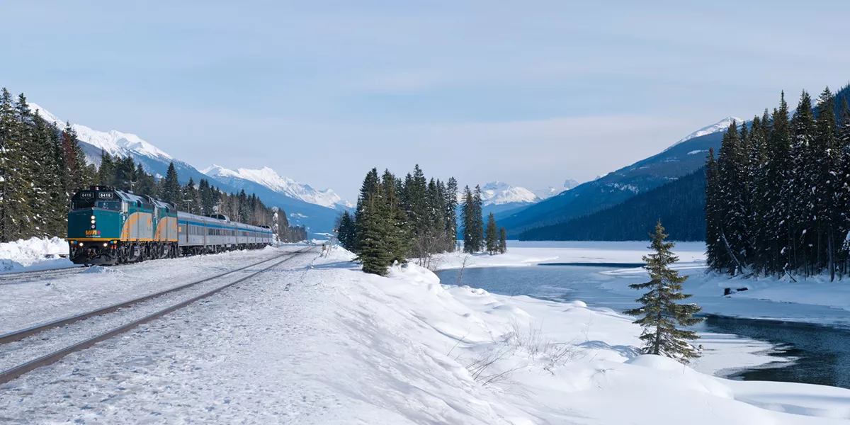 Train in the snow