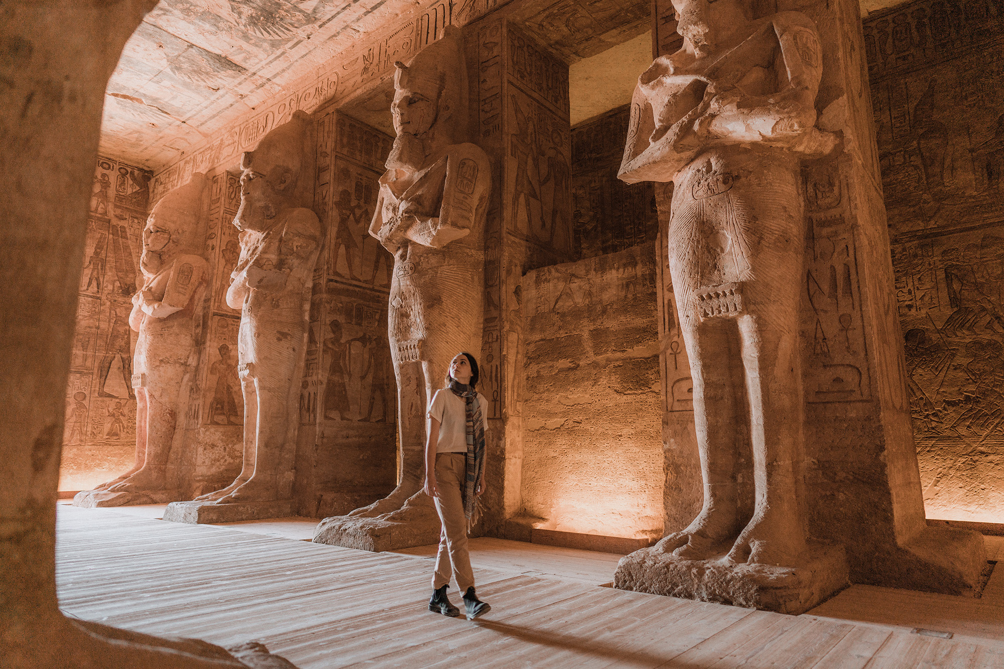 Woman Walking Inside Abu Simbel Temples 1305921582