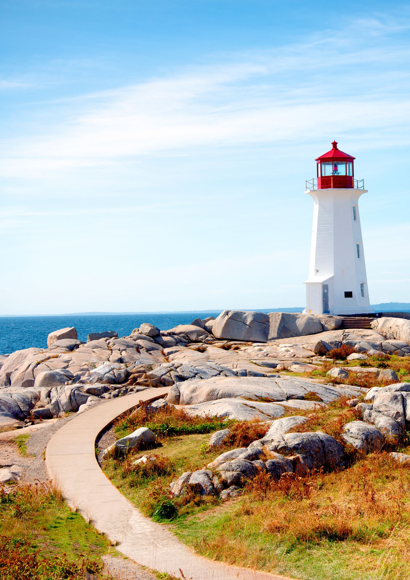lighthouse on a rocky cove