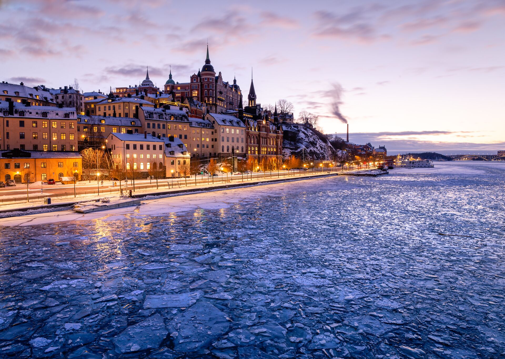 Stockholm Södermalm Skyline In Winter