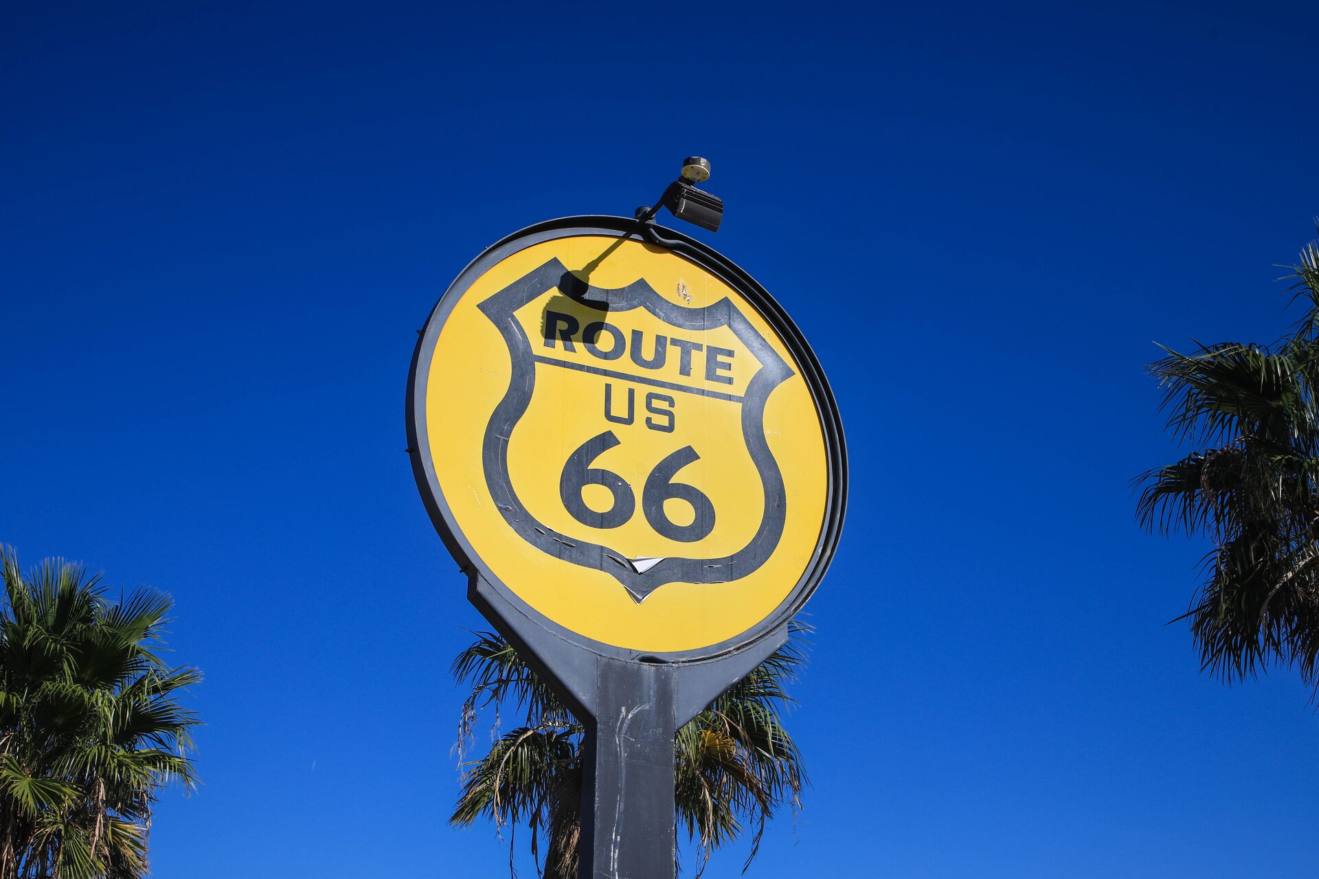 Yellow Route 66 Sign
