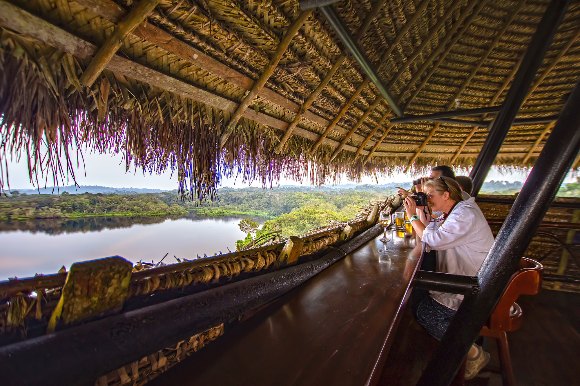 Guests looking out from the restaurant