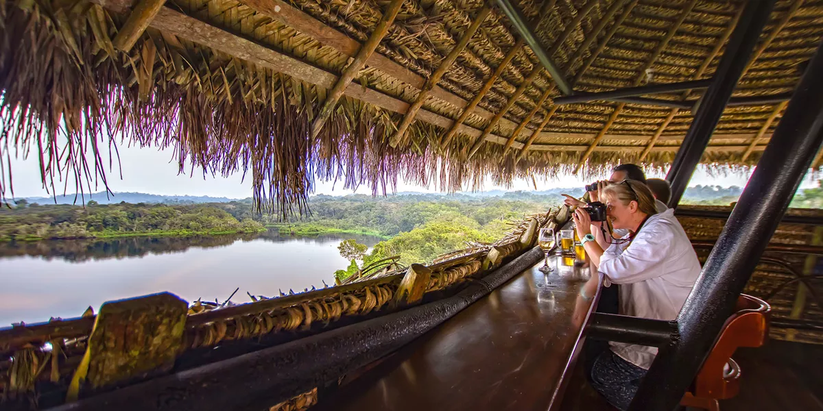 Guests looking out from the restaurant