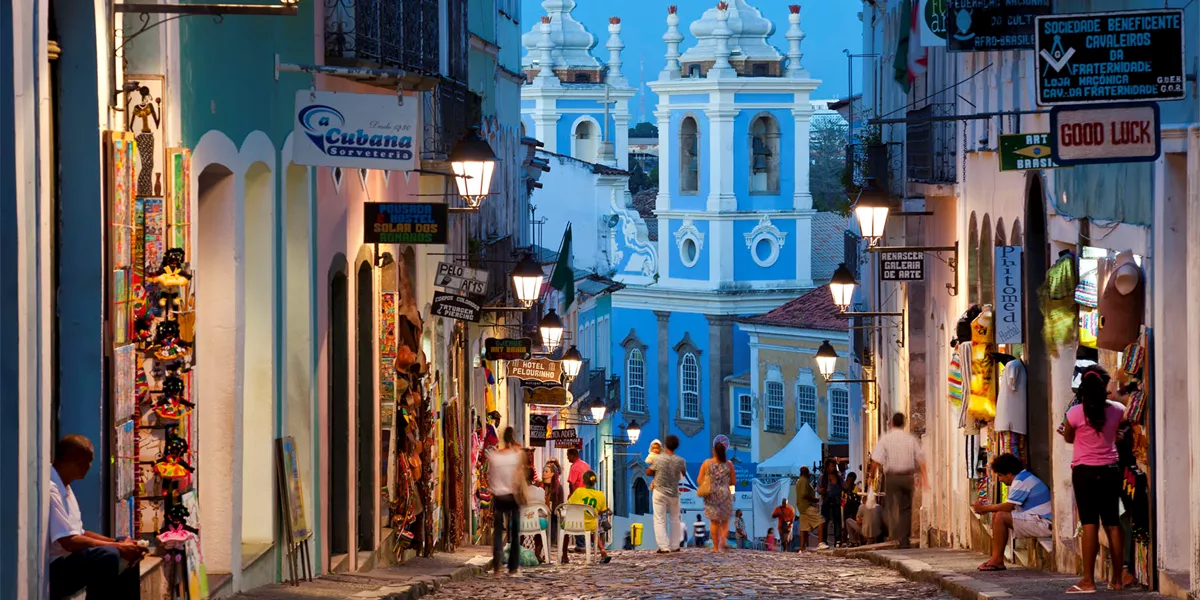 Historic street at dusk