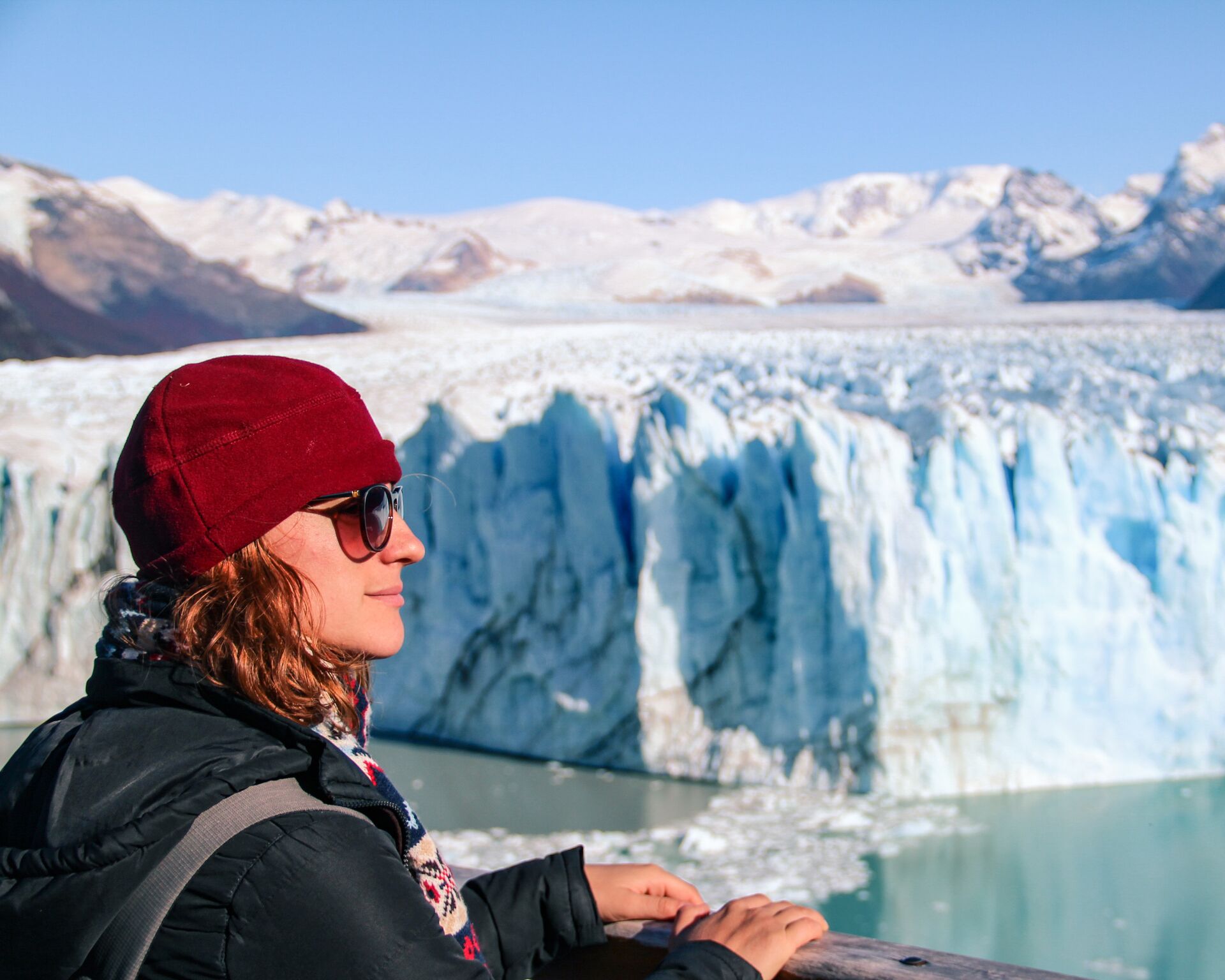 Woman looking out at Glacier