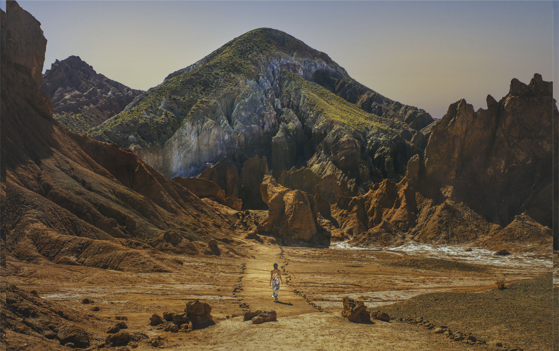 Woman walking in the desert