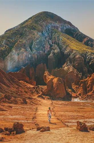 Woman walking in the desert